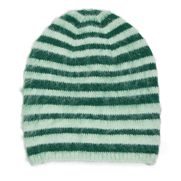 💕5/$15 No boundaries Green Striped Beanie and Earmuffs Set, NEW - Picture 2 of 4